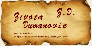 Života Dumanović vizit kartica